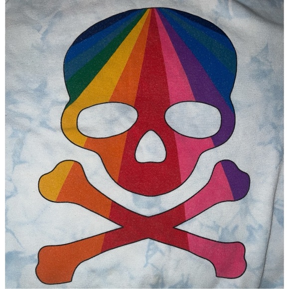 AVIATOR NATION x SOUL CYCLE Rainbow Skull & Bones Tie Dye Crewneck/Sweatshirt🌈 - Picture 6 of 8